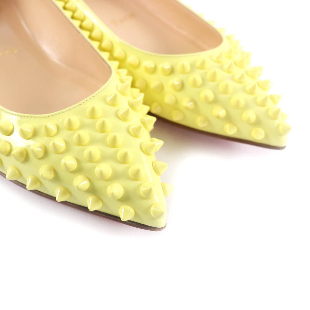 Ausgezeichnete Christian Louboutin Pumps mit Nieten, spitze Ballerinas, gelb, Damen 35, gebraucht