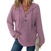 Women's Fashion Long-Sleeved Hooded Sweatshirt With Drawstring And Button-Up V-Neck Pullover Casual Sports Sweatshirt Top