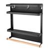 Household MultiFunctional Folding Magnet Refrigerator Rack Hanging Storage Rack (Black)