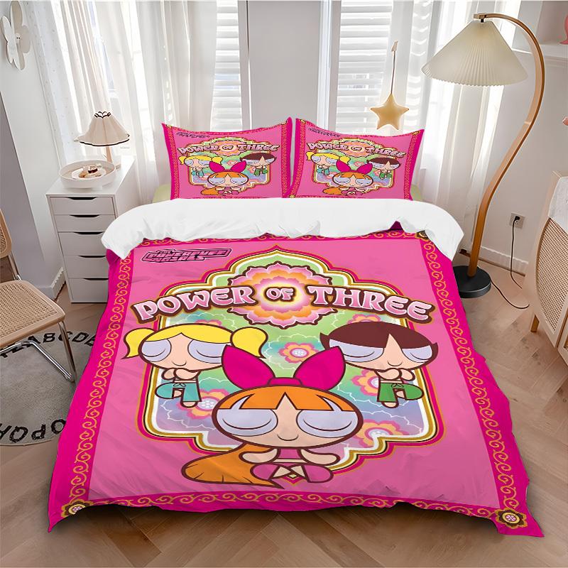 

3pc Powerpuff Girls Bedding Set Guest Room Bedroom Decor Christmas Halloween Decor Gifts- All Seasons (No Insert)a1013151 135x200cm