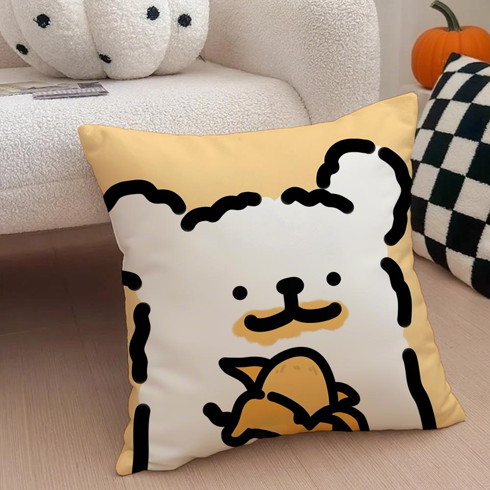 LLine Dogs Cushion Cover Throw Pillow Cover Hidden Button Durable Polyester Chair Cushion