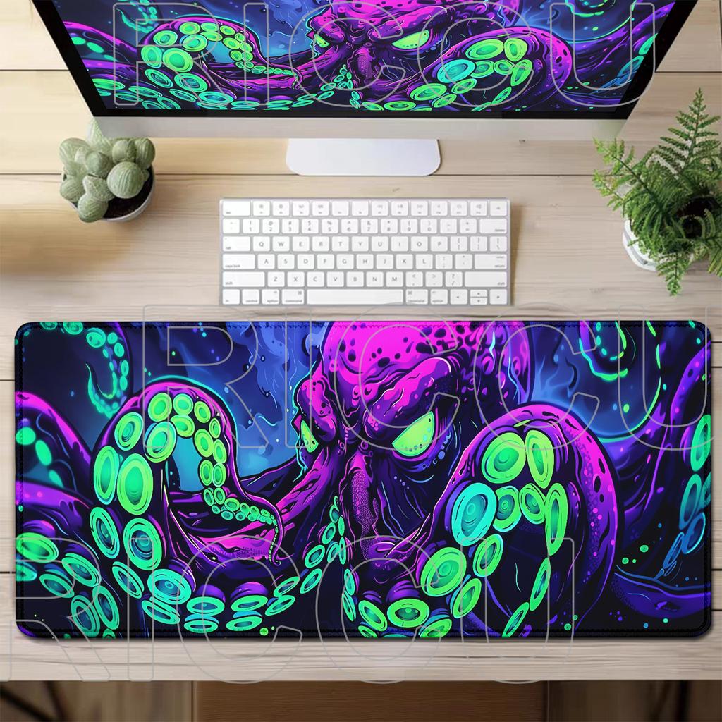 Oktopus Meeresungeheuer Punk Mauspad Groß Gamer Tastatur Schreibtischmatte Computer Gaming Matte XXL Erweitert 30x60cm Büro PC Zubehör