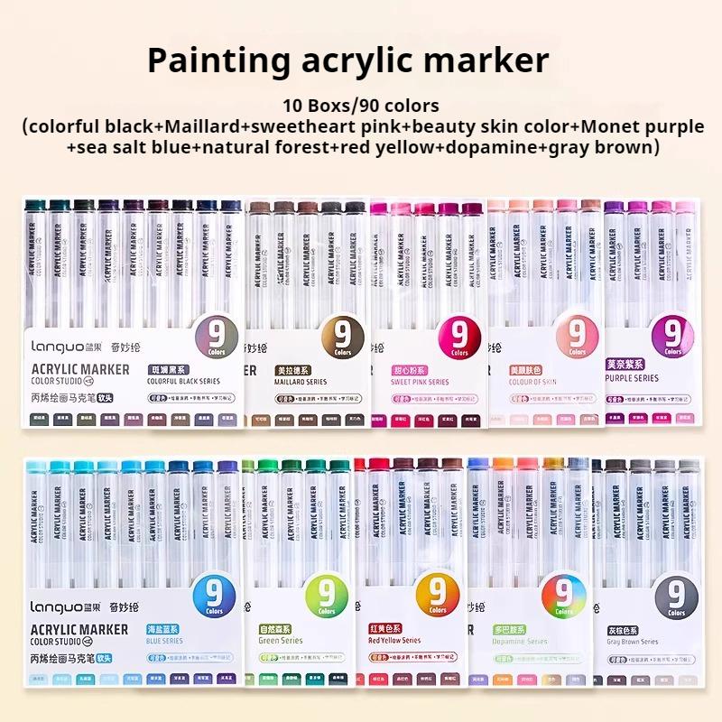 Languo Acrylic Marker Pen Soft Head Art Markers Painting Pen for Rock Painting Mug Glass Ceramic DIY Graffiti Acrylic Paint Pens