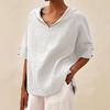 Women's Solid Color Cotton Linen Loose Hooded Top