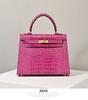 Matte Crocodile Pattern Genuine Leather Kelly Bag - Versatile Handbag, Shoulder, and Crossbody Style