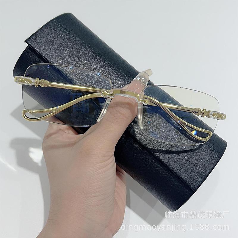 Fashion Frameless Glasses Women Rimless Anti Blue Light Eyeglasses Men Women Elegant Comfortable Eyeglasses