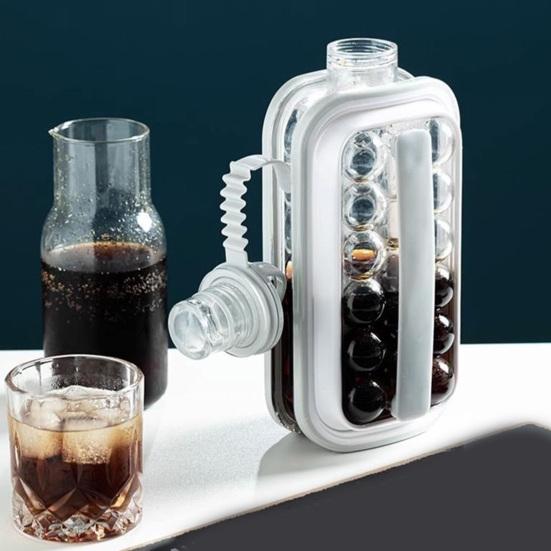 Ice Cube Mold with Lid 1.2L High Capacity 2 In 1 Ice Bottle Ice Cube Tray Foldable Odor-Free Ice Hockey Maker