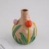 Wazon Reliefowy Trójwymiarowy Tulipany Vintage Ceramiczny Wazon Ręcznie Robione Akcesoria do Aranżacji Kwiatowych Dekoracja Domu