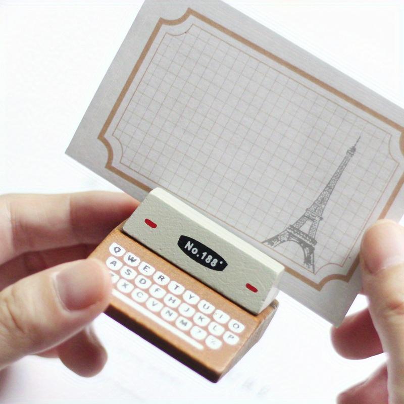 2pcs Retro Wooden Typewriter-Style Memo Clip, Creative Home Office Desk Decor, Photo Holder, Vintage Look, Faux Wood Material, 2 Styles