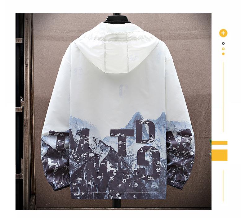 Men's Hooded Ice Silk Cooling Jacket - Chinese Style Print, Lightweight & Breathable Sun Protection