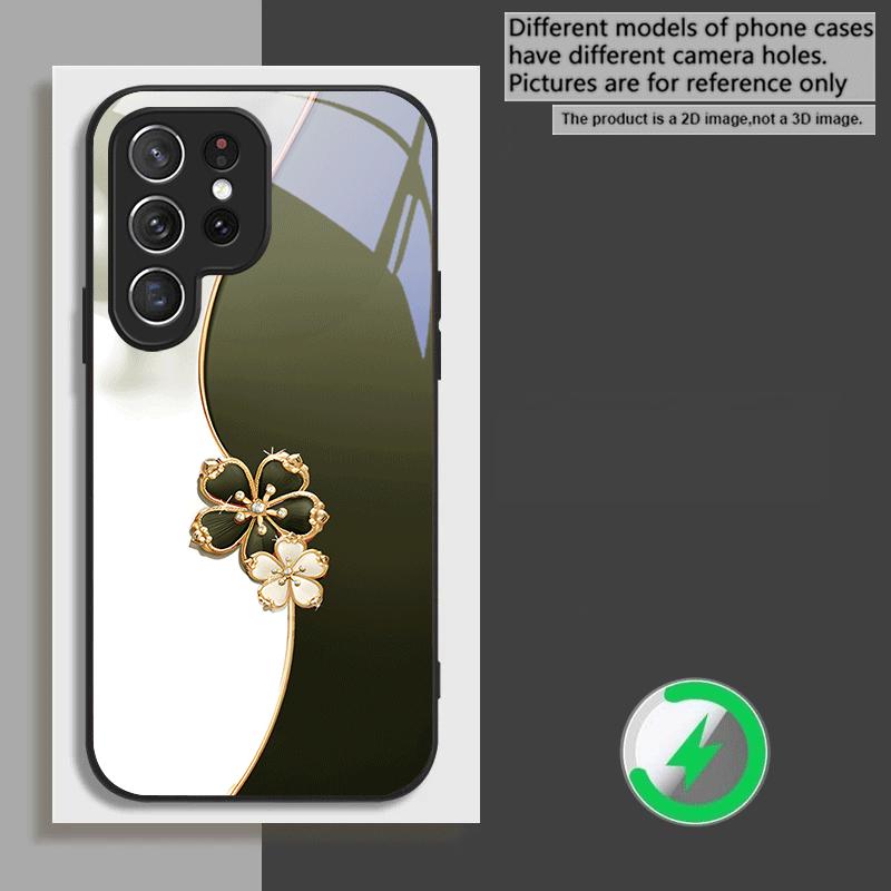Lucky Four-leaf Clover For Samsung Galaxy S20 FE S21 22 23 Plus S24 Ultra S25 Edge S24Ultra 22Plus For Magsafe Glass Phone Casee