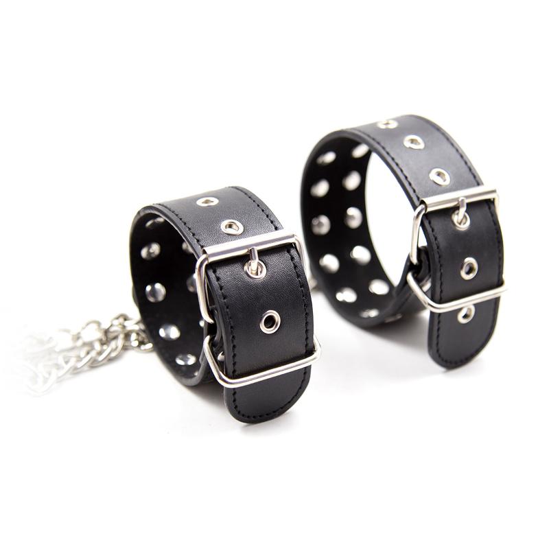 Sex Toys Faux Leather Handcuffs Neck Collar Wrist Ankle Cuffs BDSM Bondage Set Shackles Erotic Restraint Adult Slave Game Sex Toys