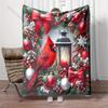 Festive Cardinal with Holiday Wreath Pattern Blanket Flannel Material Soft Warm for All Seasons Home Outdoor Camping Picnics RV