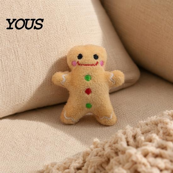 Santa Claus Cat Toy Christmas Catnip Plush Toys, Reindeer Gingerbread Stuffed Animal, Interactive Holiday Durable Chew Resistant for Kittens, Pet