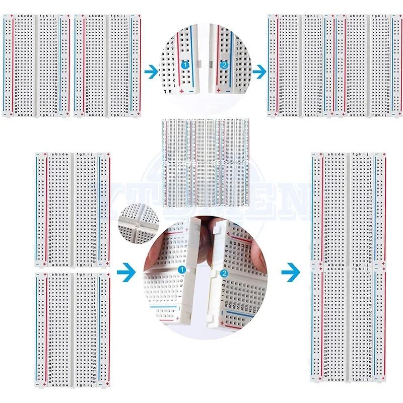 1/2 Sets Breadboards Jumper Wire Kit 400 Tie Points Solderless Pcb Breadboard Jump Line Universal Test Bread Board Projects DIY
