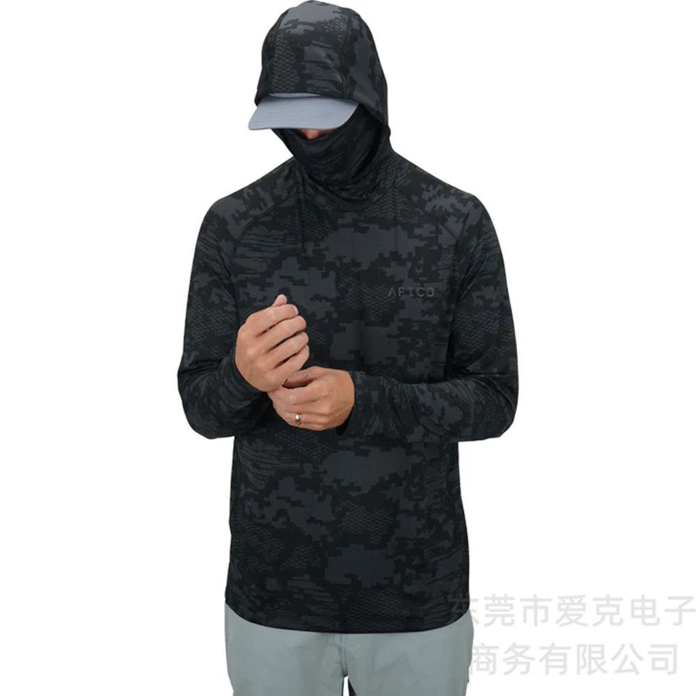 AFTCO Fishing Suit Men s Hooded Fishing Shirt with Face Mask Outdoor Summer Sunscreen Luya Fishing Suit Breathable XXS