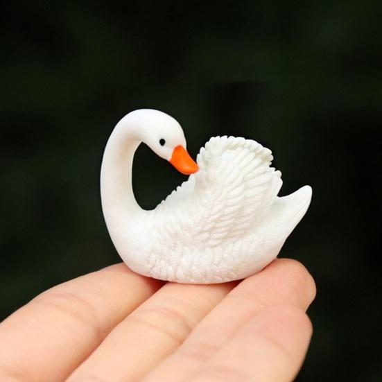 Miniature Swan Figurine Mini White Swan Resin Statue Realistic Animal Ornament Dollhouse Fairy Garden Micro Landscape Decoration