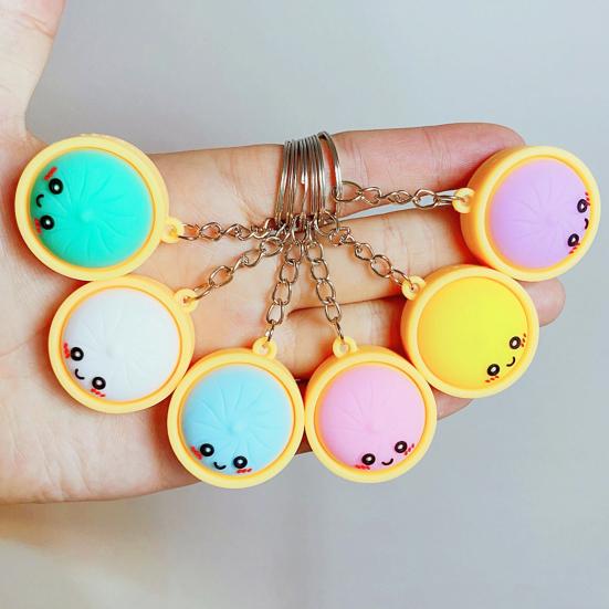 3Pcs Mini Dumpling Keychain Pendant Soft Food Charm Cartoon Snack Accessories for Bags Car