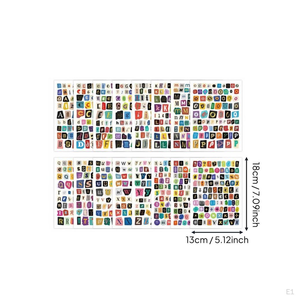 16 Sheets Magazine Cutout Alphabet Stickers Collage Journaling Letter Sticker