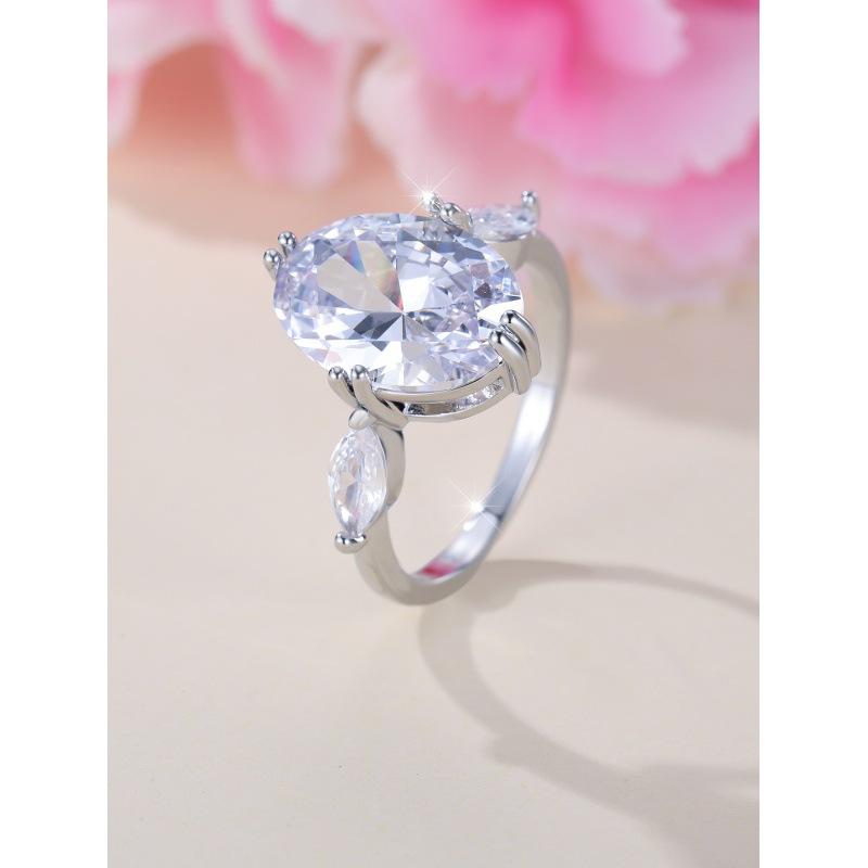 Fashion commuter * Oval zircon ring European and American special-shaped carat no. 5