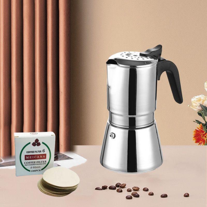 304 Stainless Steel Italian Moka Pot - High Pressure Espresso & Drip Coffee Maker