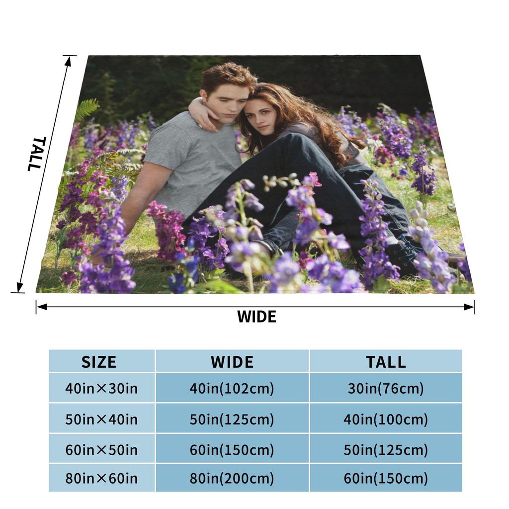 Edward Bella Flannel Throw Blanket The Twilight Saga Movie Blanket for Home Travel Ultra-Soft Bedspread