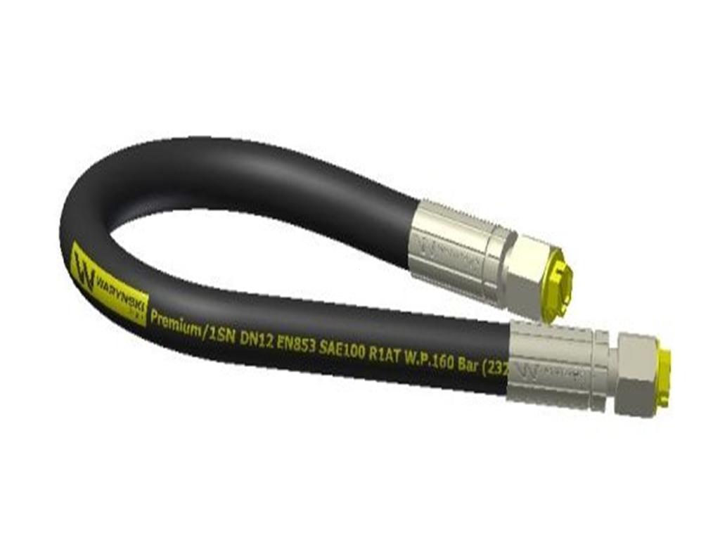 Hydraulic hose 160 bar thread M22x1.5 straight -2200mm DN12-1SN (AA-13-2200; P11P11) 16MPa Waryński