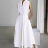 Dress summer new commuter fashion solid color V-neck women's button pendulum dress