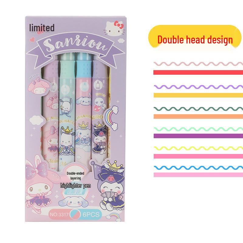 Sanrio Cute Cartoon Highlighters: Eye-Friendly Journal Markers for Students