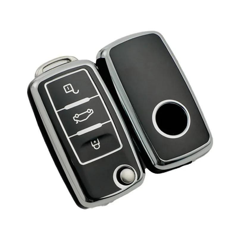 TPU pouzdro na klíče od auta Ochranná taška na celý autoklíč pro VW Volkswagen Polo Tiguan Passat Golf Jetta Lavida Škoda Octavia