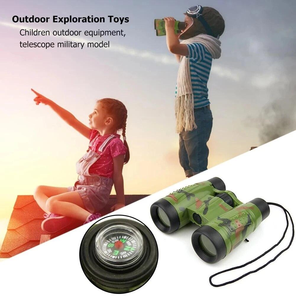 6x30 Binoculars Telescope With Compass Mountaineering Natural Scenery Children Simulation CS Hunting Field Surviva Telescope