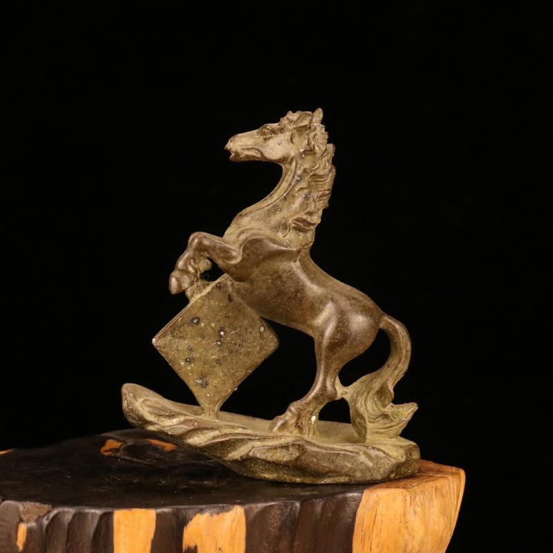 Small Curio Chinese Bronze Lovable 12 Zodiac Animal Horse Wealth Pendant Decoration
