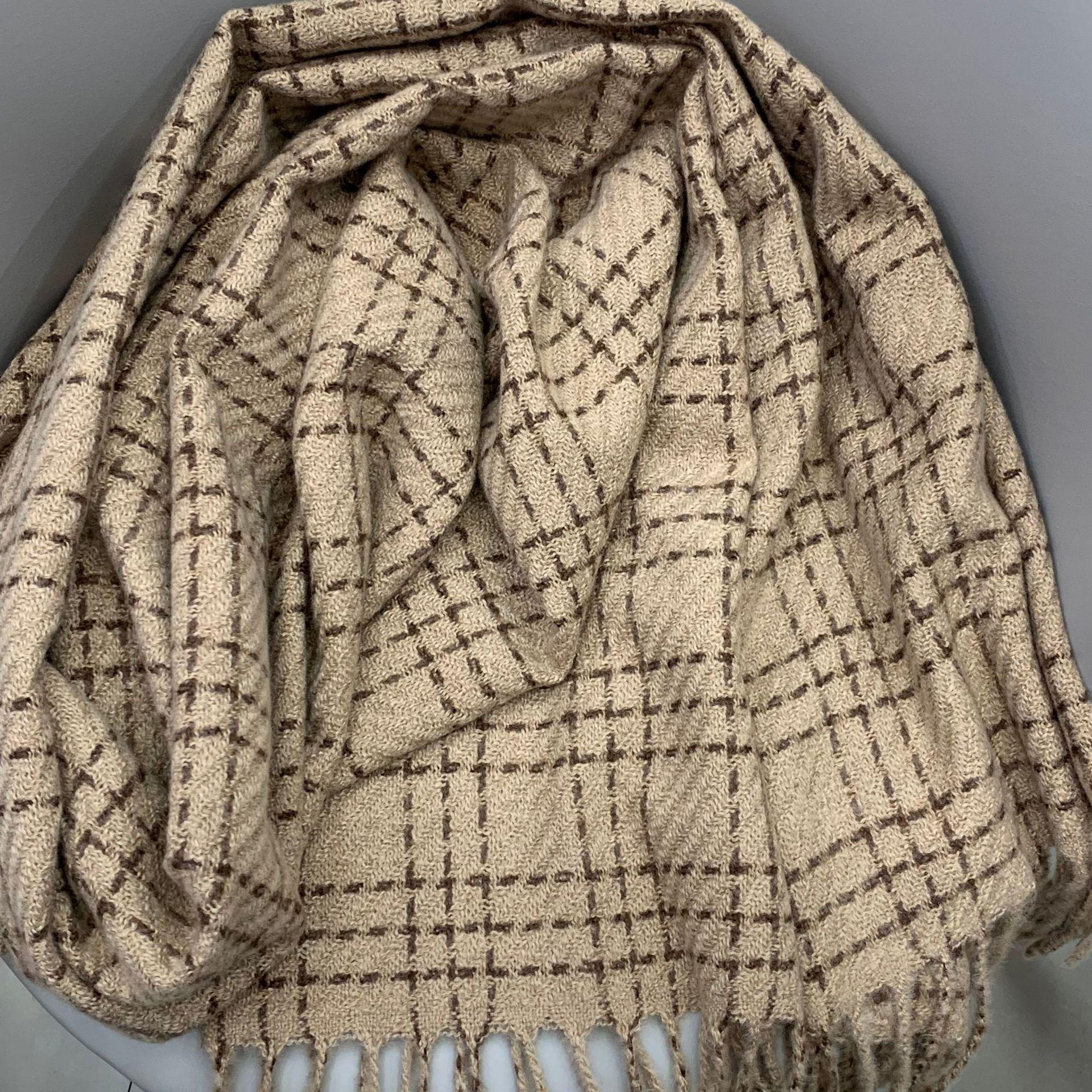 

Классический клетчатый женский шарф 2025: Корейский стиль, Теплая зимняя шаль, Универсальный утолщенный шарф-манишка 65x180 cm хаки