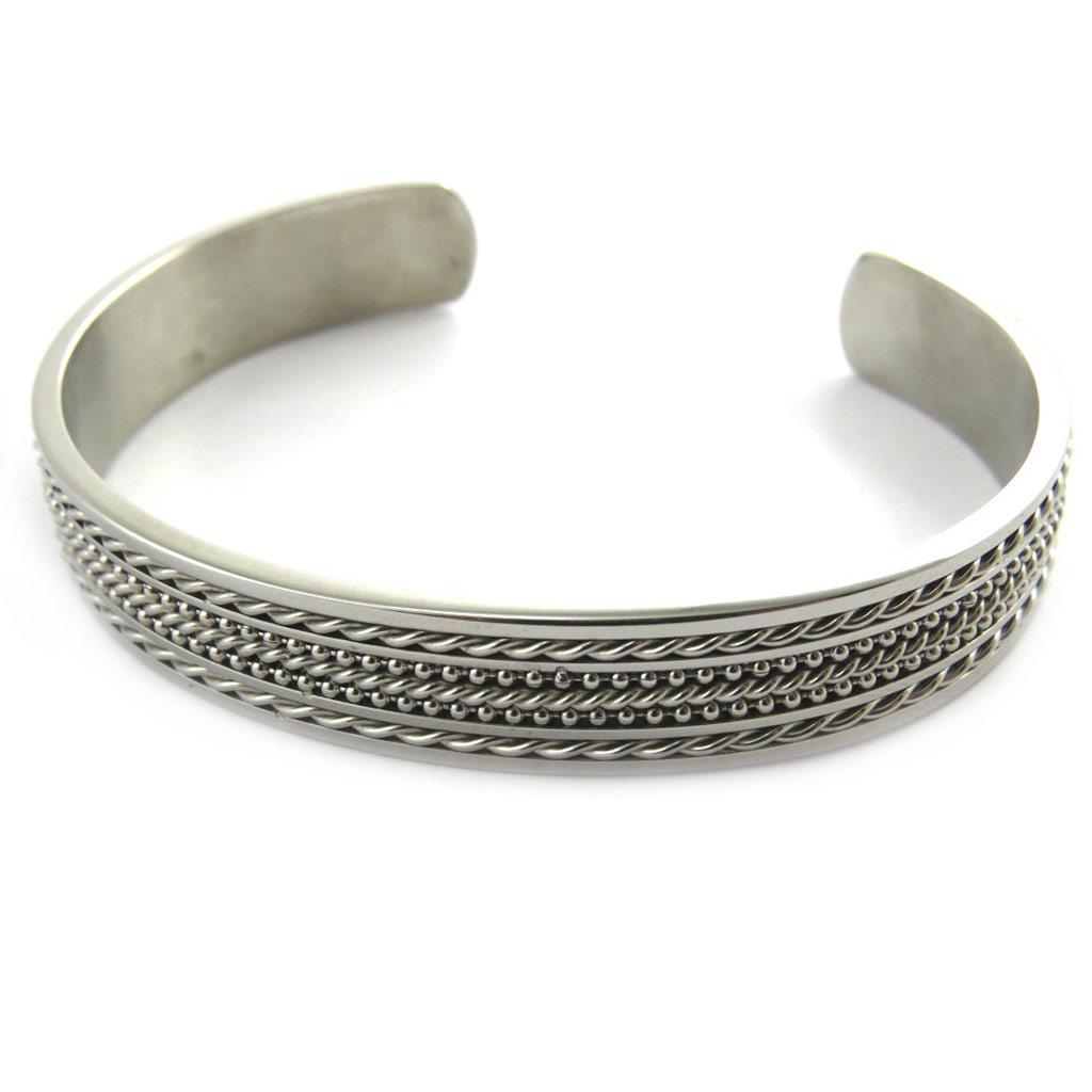 Les Trésors De Lily [M8804] - Silver 'Peaceful' Steel Bracelet - 64 Mm 11 Mm