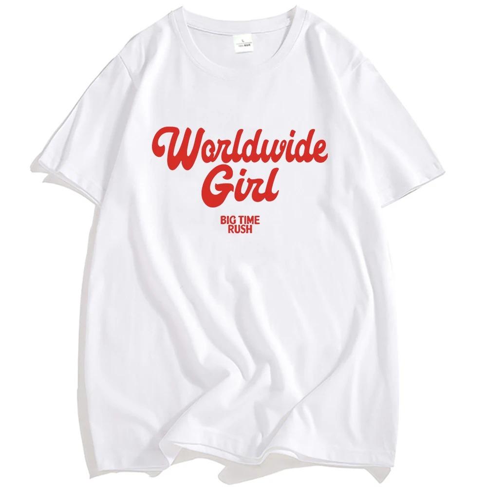 

2026 BTR WORLDWIDE TEE Футболка с графическим принтом группы Big Time Rush Хлопковая свободная футболка унисекс для мужчин и женщин Повседневная уличная одежда Хип-хоп Мужская футболка 4XL