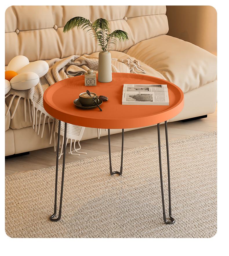Foldable Sofa Side Table - Small Round Living Room or Bedroom Coffee Table