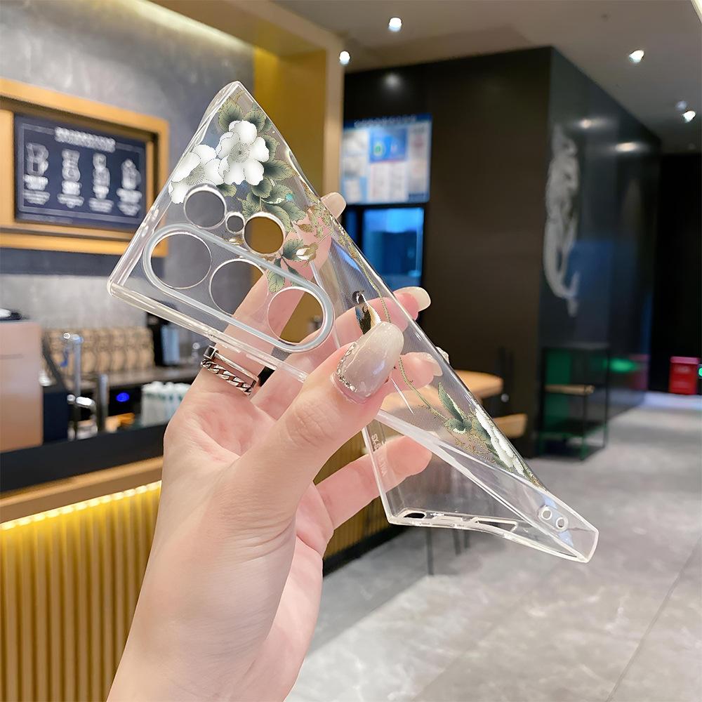 Art flower bird is suitable for Samsung S20Ultra mobile phone case, light and thin s25 anti-drop protective case s23 soft case