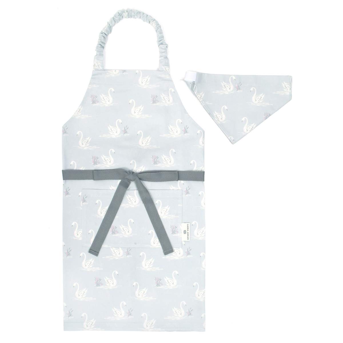 

COLORFUL CANDY STYLE LAURA ASHLEY Kids Apron for Triangle Scarf Elementary School Size Easy to Put On and Take Swans N1251730 Girls, Set, Students,
