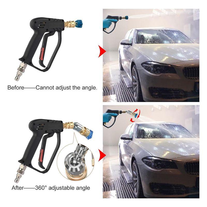 M-Modern-Quick Pivoting Coupler Attachment+7 Pressure Washer Nozzle Tips, With 360° Rotation Angle As Shown Stainless Steel+Plas