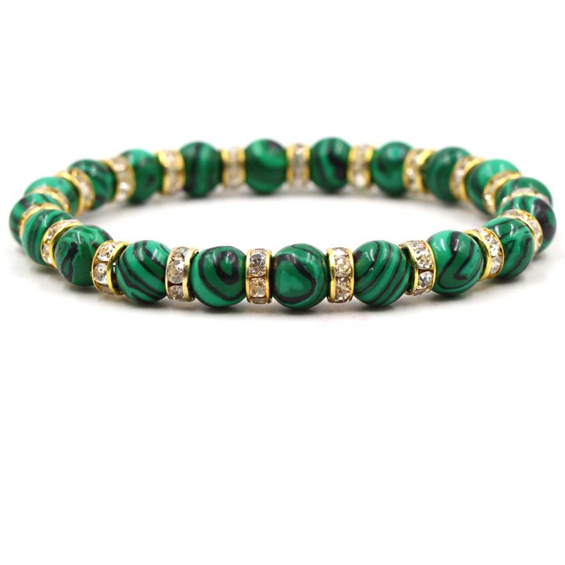 Fashion Malachite Beads Bracelet 8mm Natural Stone Peacock Malachite Beaded Handmade Bracelet Bangles Jewelry Women Men
