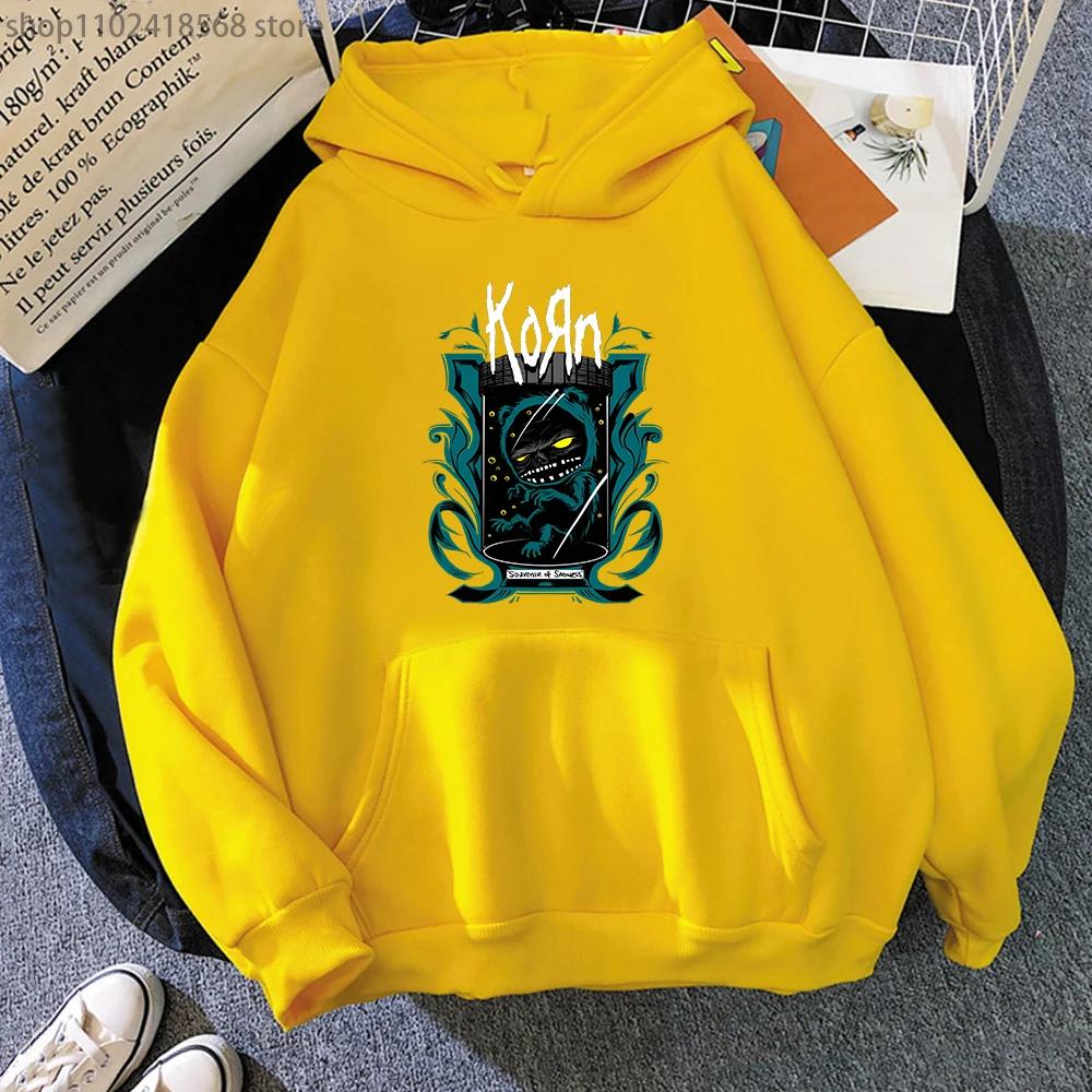 Korn Band Hoodie Niedlich Winter Damen Sweatwear Langärmlig Paar Weich Ästhetisch Herren Kleidung Aufdruck Grafik Hoodies Passform