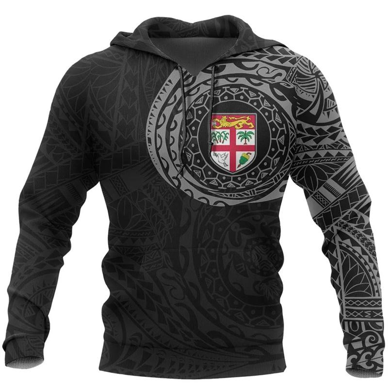 New 3D Print Fiji Independence 1970 Tapa Style Polynesian Hoodies For Men Fashion Streetwear Cool Hooded Sweatshirts Top Clothes