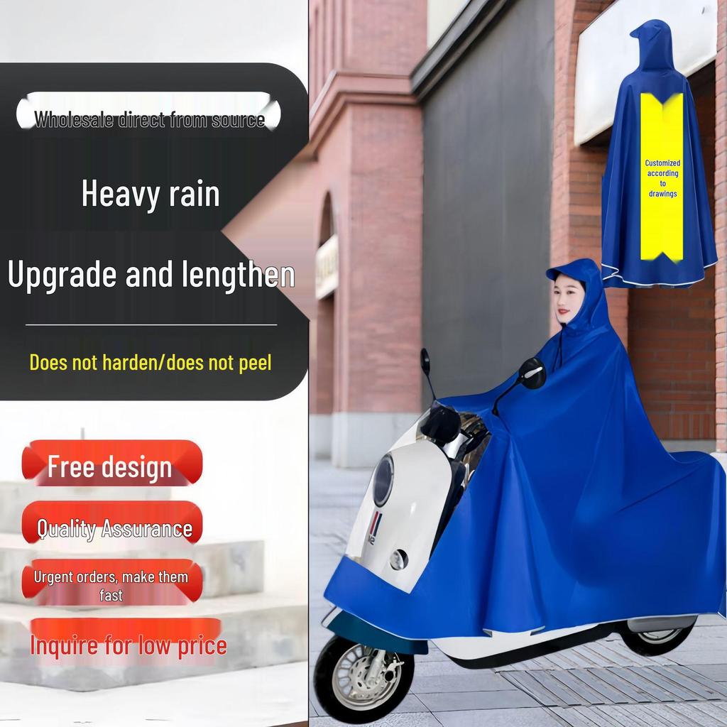Electric Vehicle Motorcycle Raincoat - Anti-Heavy Rain, Enlarged, Thickened, Jacquard, for Single/Double Person with Leg Cover, Unisex