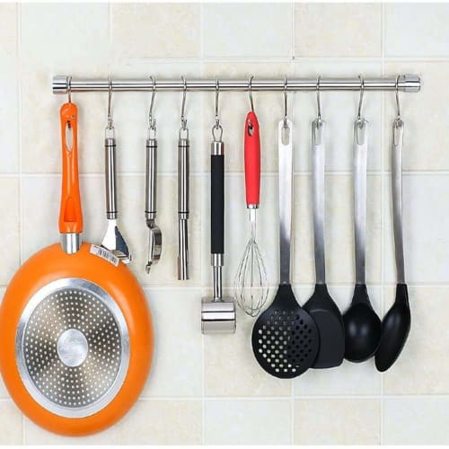 20 S-shaped Hooks, Wall Mount, Bathroom Storage, Holds Small Items, 15kg (Black, 12cm X 20 Pieces)