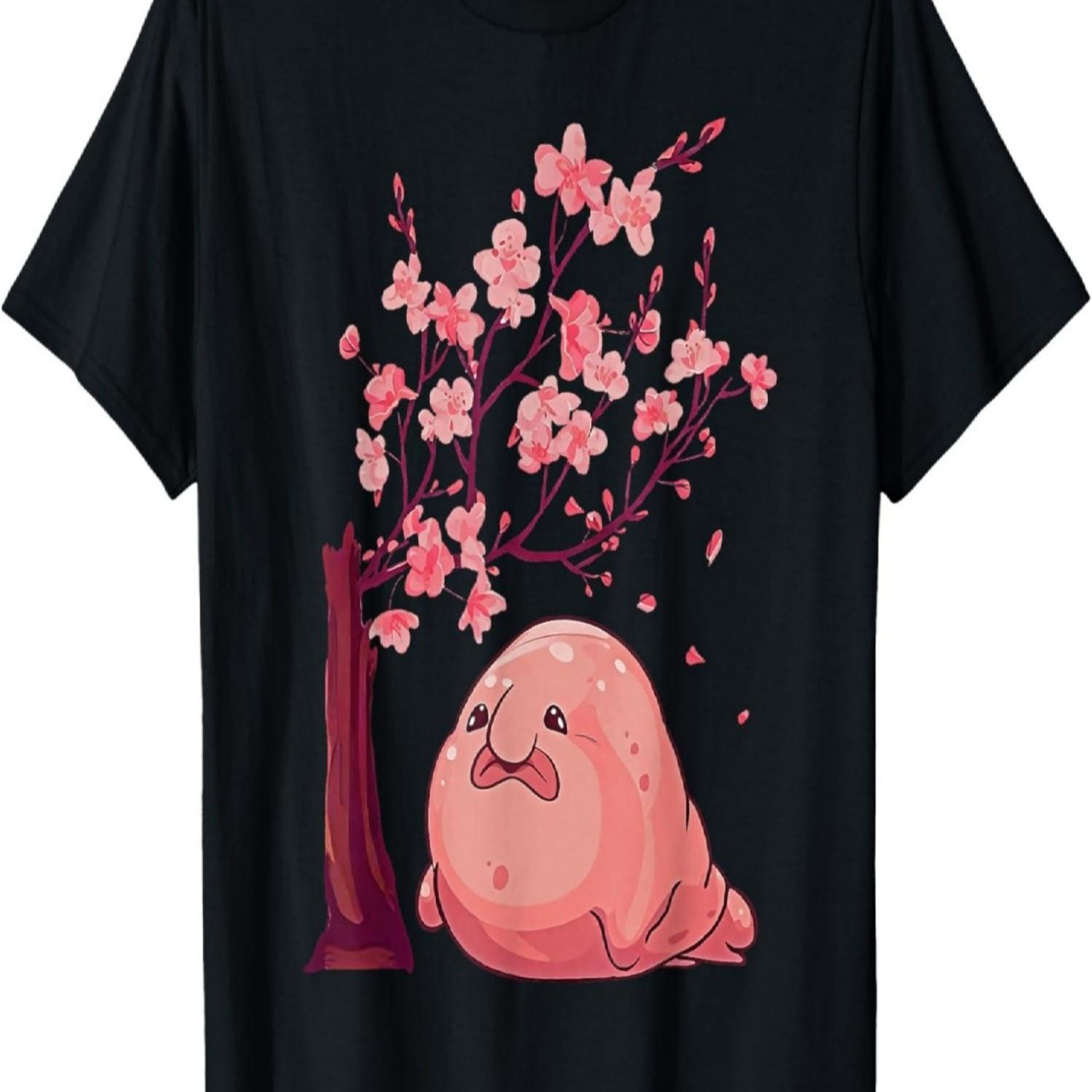 Kawaii Blobfish  Cherry Blossoms T-Shirt S