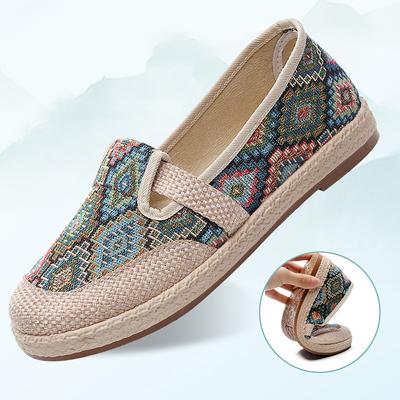 New Chinese-style Retro Ethnic Cloth Shoes, Classic Plaid Flat-soled Soft-soled Comfortable Lazy Single Shoes