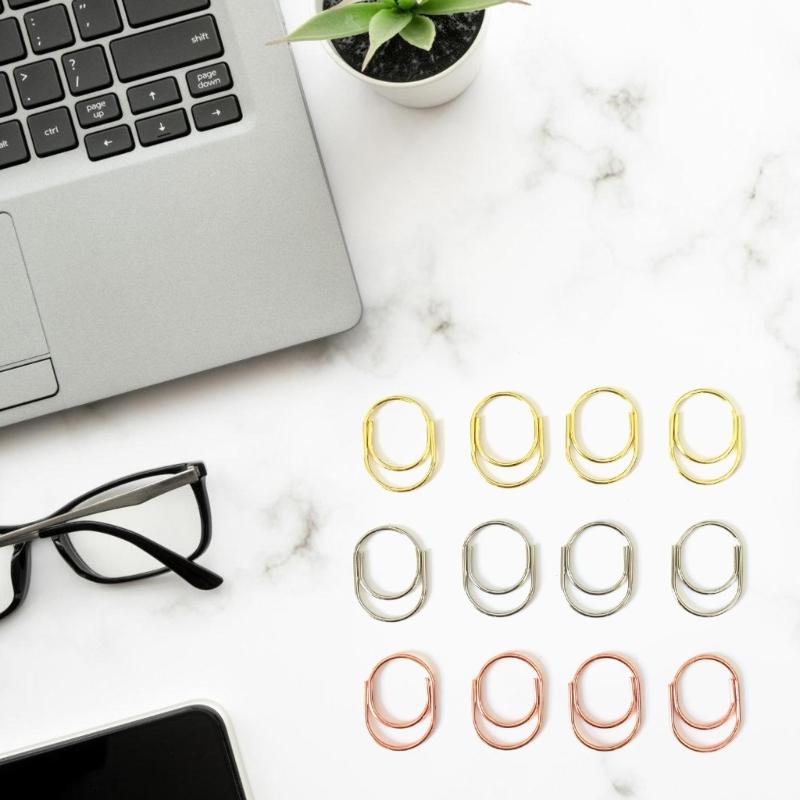 24Pcs Decorative Paper Clip Small Paperclips Metal File Clamp Book Marker Clips for Document Picture Photo Organization