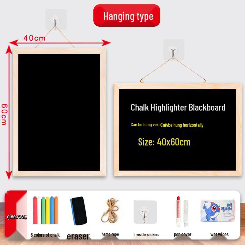Wall-Mounted Blackboard: Restaurant Menu, Business Hours & Message Display - Wipeable & No Drilling Required
