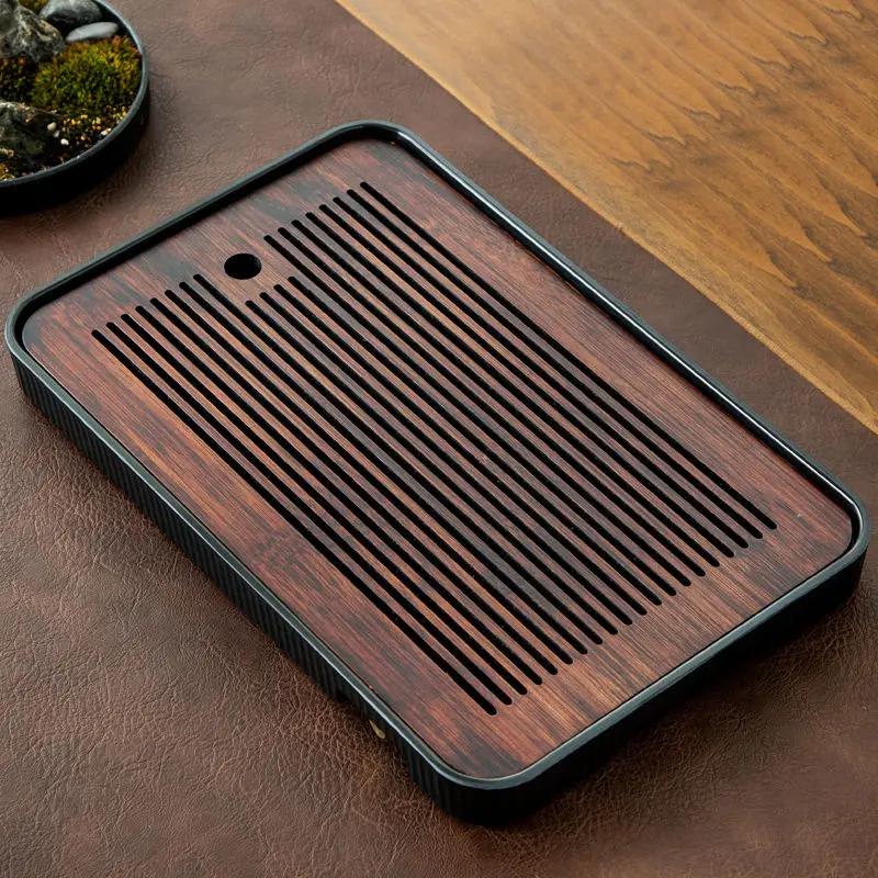 

Поднос для чая из бамбука, простой домашний чайный столик для кунг-фу, небольшой поднос, слив, сухой стол для замачивания, хранение и слив, влажное и сухое использование