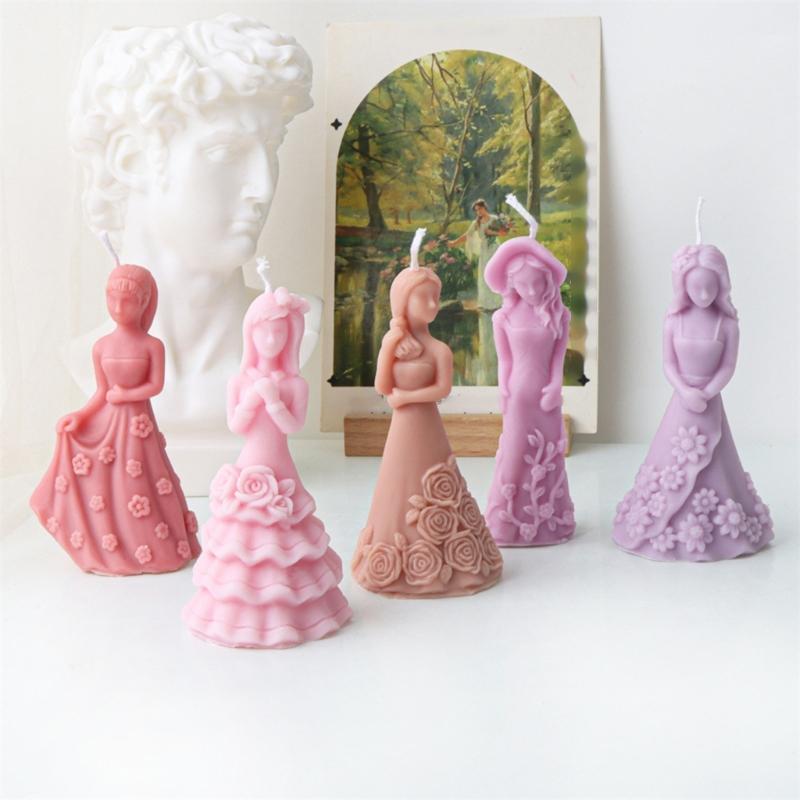 Flexible Silicone Mold Handmade Scented Candle Mould Flower Dress Girl Aromatherapys Jewelry Mold Home Decorations